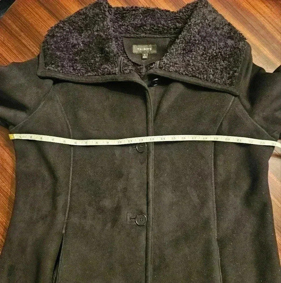 Talbots Woman Faux Suede Sherpa Lined Black Long Coat Sz 18 EUC Winter - Picture 9 of 15